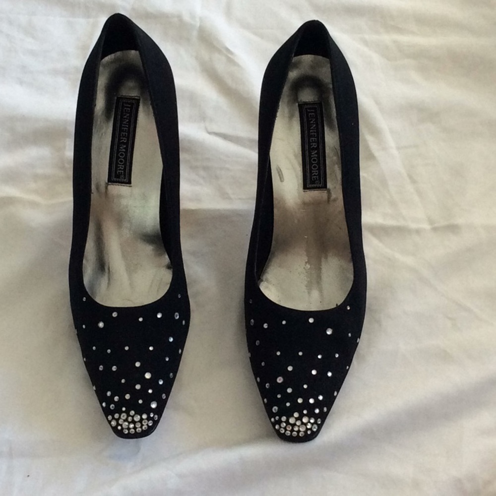 Vintage black and rhinestone studded heels